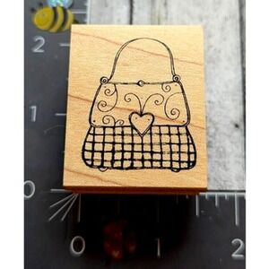Great Impressions Purse Handbag Heart C26 Rubber Stamp Wood #F60